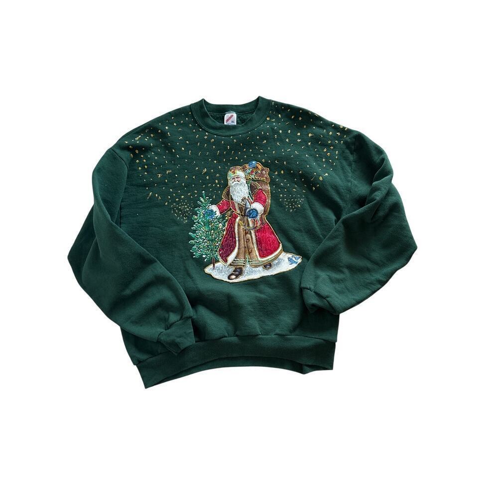 Vintage Jerzees Puff Paint Christmas Sweatshirt XL